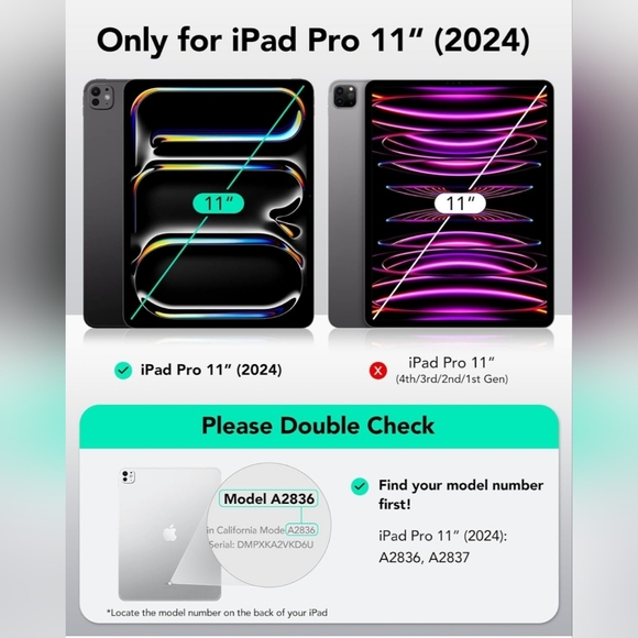 ESR for iPad Pro 11 Inch Case (M4, 2024, 5th Generation), Rotating Case - Picture 8 of 11